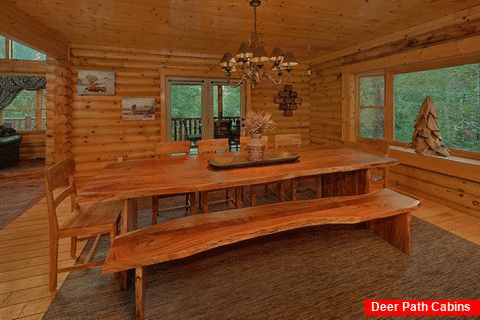 Dining Room for 12 in 5 bedroom cabin rental - Elkhorn Lodge