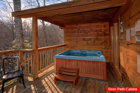 Private Hot Tub on back deck at Honeymoon Cabin - I Don't Want 2 Leave