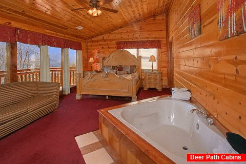Luxury Cabin with Private Jacuzzi Tub in Bedroom - Pool and a View Lodge