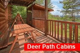 Cabin with PIcnic Table, deck and Hot Tub