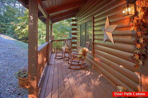 Pigeon Forge Cabin with Rocking Chairs on Deck - Our Happy Place