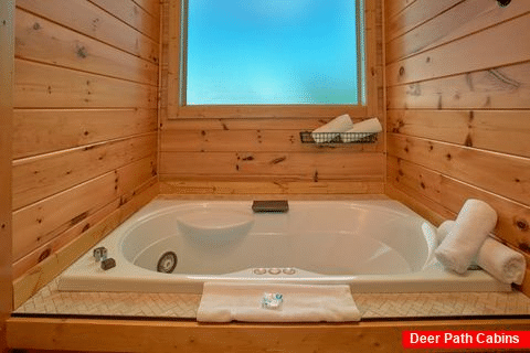 Private Jacuzzi Tub in Luxurious Master Bathroom - Copper Ridge Lodge