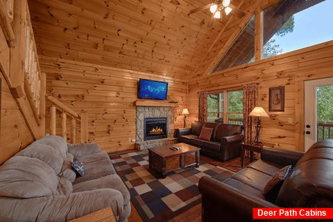 7 Bedroom Cabin with Fireplace in Living Room - Smoky Mountain Lodge