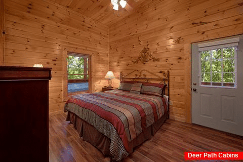 King Bedroom with Private Bath and Deck access - Smoky Mountain Lodge