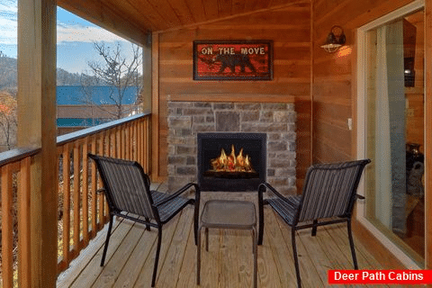 Outdoor Fireplace on Deck 2 Bedroom Cabin - Swimming Hole