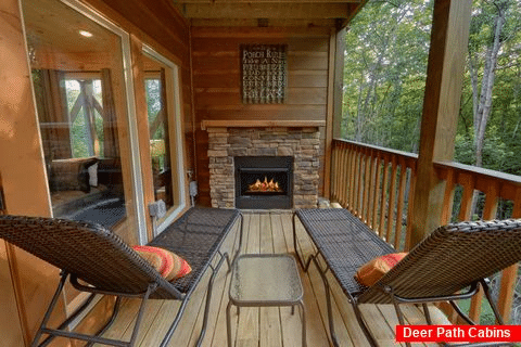 Outdoor Fireplace on Deck 2 Bedroom Cabin - Pool N Around