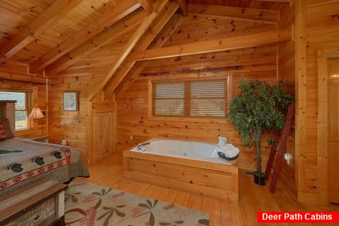 Private Jacuzzi Tub in Cabin Master Bedroom - Bear Mountain Lodge