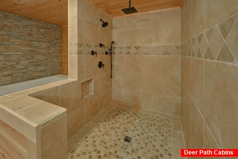 Main Floor Master Suite Bath Room Roll In Shower - Hideaway Dreams