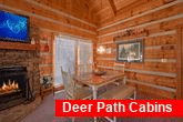 Cozy cabin with dining room and kitchen
