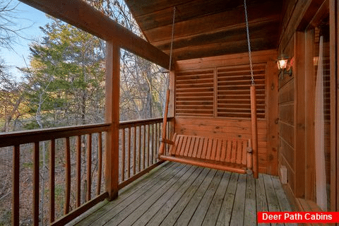 Covered Deck with Swing 1 Bedroom - Saw'n Logs