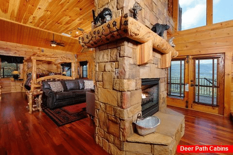 Luxurious fireplace in cabin Master Bedroom - Majestic Peace