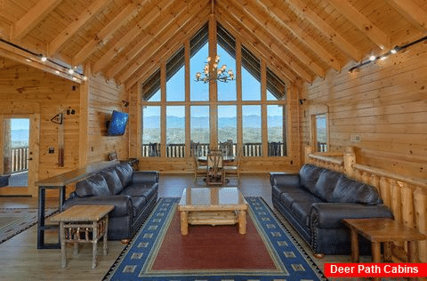 Premium Cabin with Mountain Views from game room - Summit View Lodge