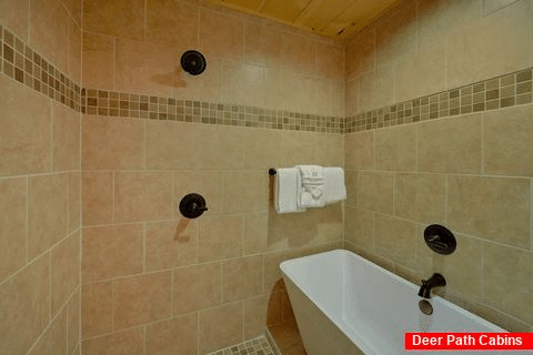 Luxurious Master Bath shower in cabin bathroom - Hickory Splash