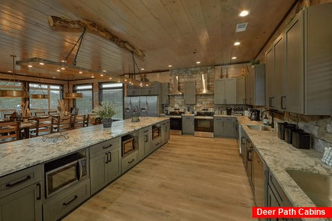 15 bedroom cabin kitchen with 3 microwaves - Smoky Mountain Masterpiece