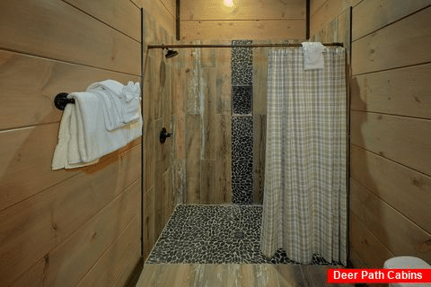 Luxurious shower in 15 bedroom cabin Master Bath - Smoky Mountain Masterpiece