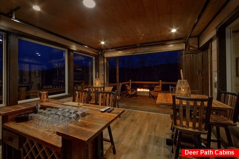 Bar with fire pits in 15 bedroom luxury cabin - Smoky Mountain Masterpiece