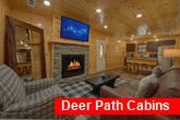 Cozy Living room with fireplace in cabin rental