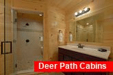 Master bath with luxurious shower in cabin 