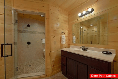 Master bath with luxurious shower in cabin - Laurel Splash