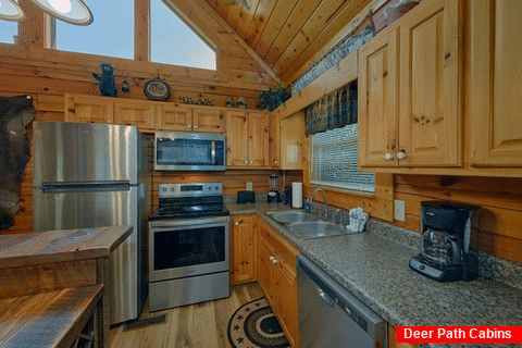 Fully furnished kitchen in 1 bedroom cabin - Angel Haven