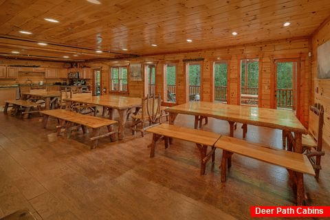 Dining room for 40 guests in 11 bedroom cabin - The Big Lebowski