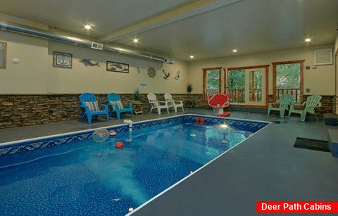 Private indoor pool in 11 bedroom rental cabin - The Big Lebowski