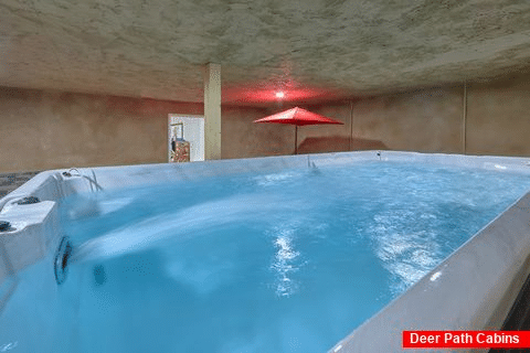 Swim Spa Hot Tub in 4 bedroom cabin rental - Whispering Pines