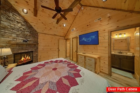 Master Bedroom with Fireplace and TV - Makin Waves