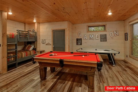Cabin Game Room with fireplace and air hockey - A Peaceful Haven