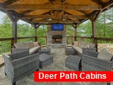 Outdoor fireplace and TV at 3 bedroom cabin 