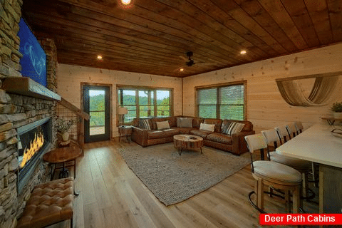 Gatlinburg cabin with fireplace in living room - Gatlinburg Views