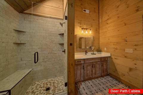 Luxurious Glass shower in 4 bedroom cabin rental - Gatlinburg Views