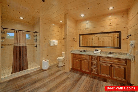 Private Master Bath with double shower in cabin - A Mountain Paradise