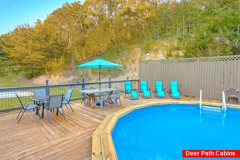 Outdoor Heated Pool at 6 bedroom luxury cabin - Waldens Creek Oasis