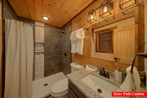 Private Master Bath in modern 3 bedroom cabin - All Ya Need