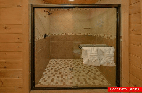 Main Floor Bathroom with Walk in Shower - Smoky Vista Lodge