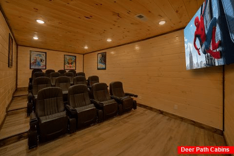 Theater Room in secluded 6 bedroom cabin rental - Ain't Life Grand