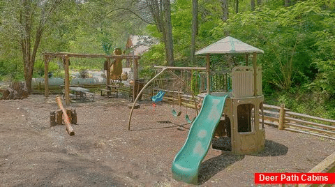 Rental cabin resort with playground for kids - River Mist Lodge