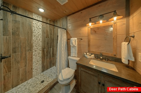 Master Bath and King bedroom in luxury cabin - A View From Above