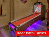 Cabin game room with pool table and Skee Ball 