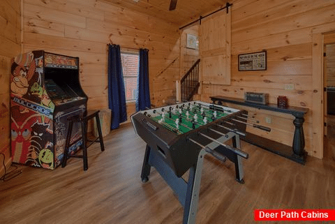 Foosball game in 2 bedroom cabin rental - Bandit Lodge