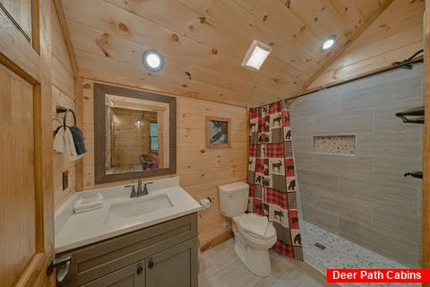 Master Bathroom with Walk-in Shower - Downtown Gatlinburg Hideaway