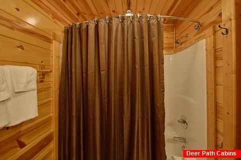 Private bath attached to King Bedroom in cabin - A Perfect Stay