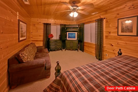Cabin with King suite and sleeper sofa in room - Great Aspirations
