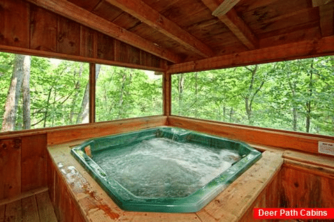 Hot Tub on Screened in Deck - A Hidden Mountain