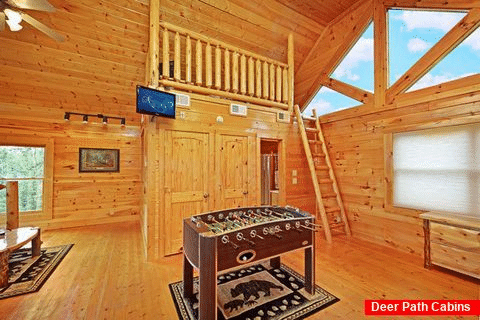 Cabin with Foose Ball Table In King Bedroom - Adventure Lodge