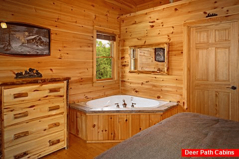 Cabin with Jacuzzi and Fireplace in Bedroom - Southern Style
