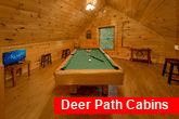 Pool table in 1 bedroom cabin game room