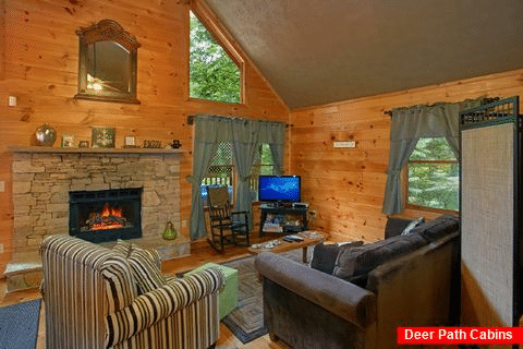Honeymoon Cabin with Furnished Living Room - Passion Pointe