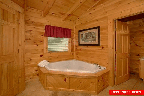 Cabin with Private Jacuzzi Tub in Master Bedroom - Lookin Up